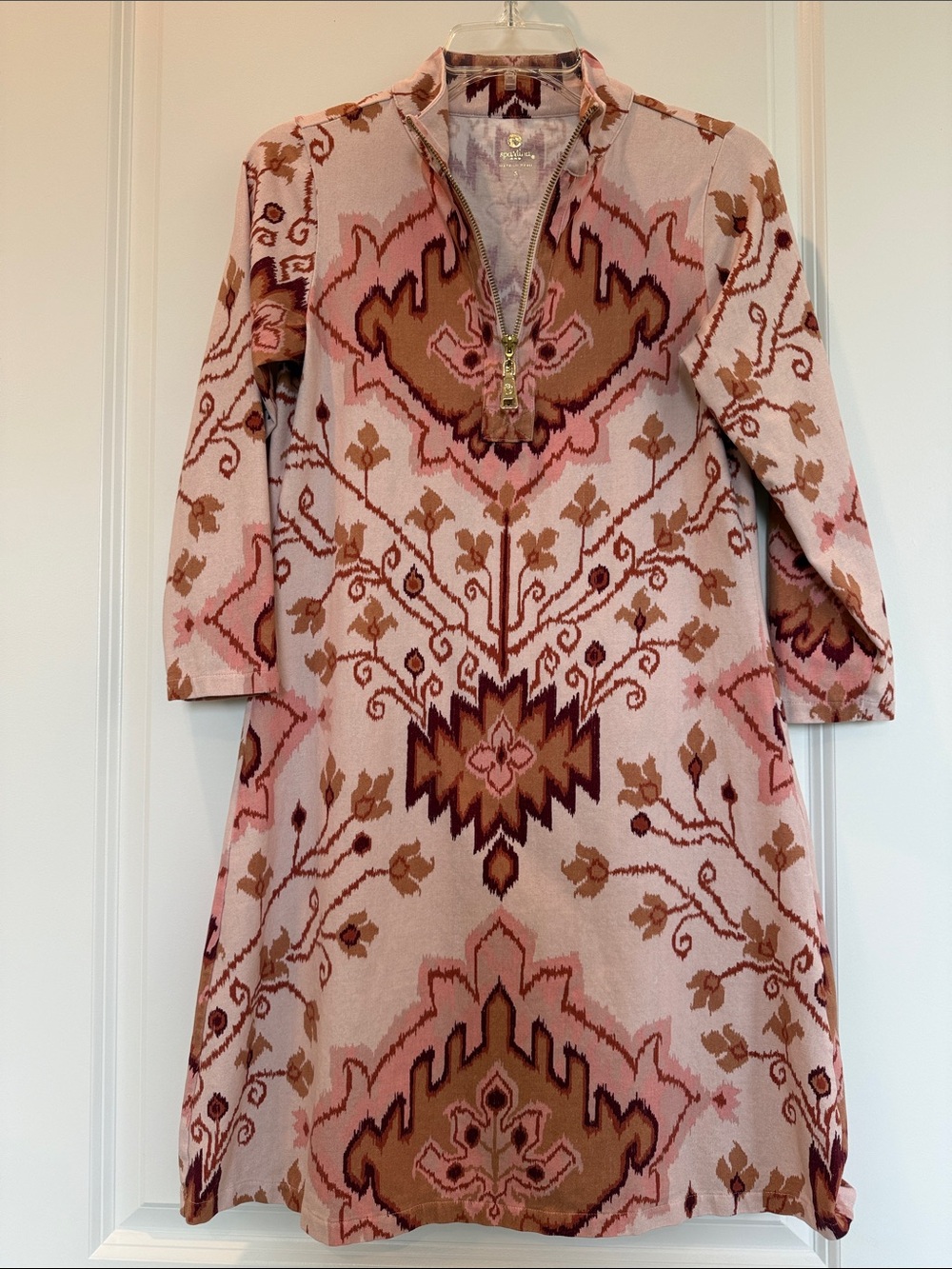 Spartina 449 Pink and Brown Patterned Shift Dress